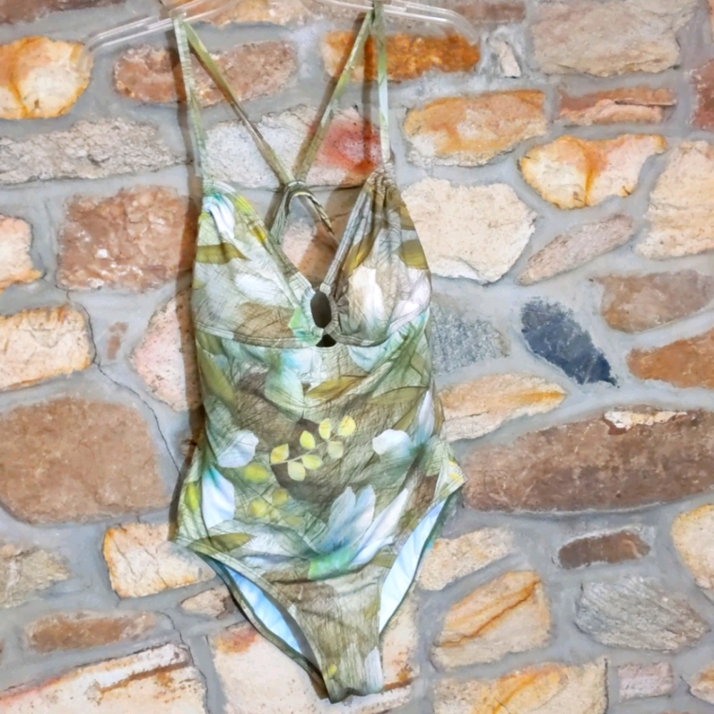 Jantzen classics green leaf swimsuit size 14
